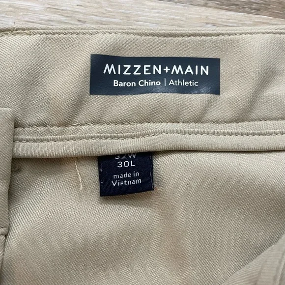 Men’s Mizzen+Main Khaki Baron Chino Pants (32W, 28L) - Picture 3 of 4
